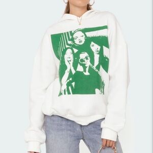 Women's White Graphic Hoodie